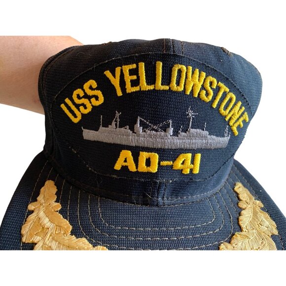 Vintage USS Yellowstone AD-41 Navy Snapback Hat Cap New Era Made in USA USN - Picture 2 of 10